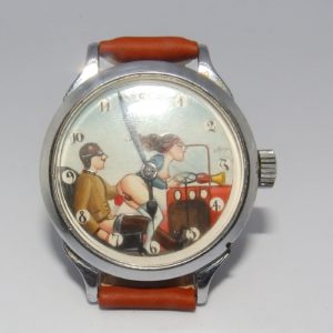 Tavannes Watch Company. Reloj de pulsera, Erótico y Automatón, para caballero. Ca. 1920.