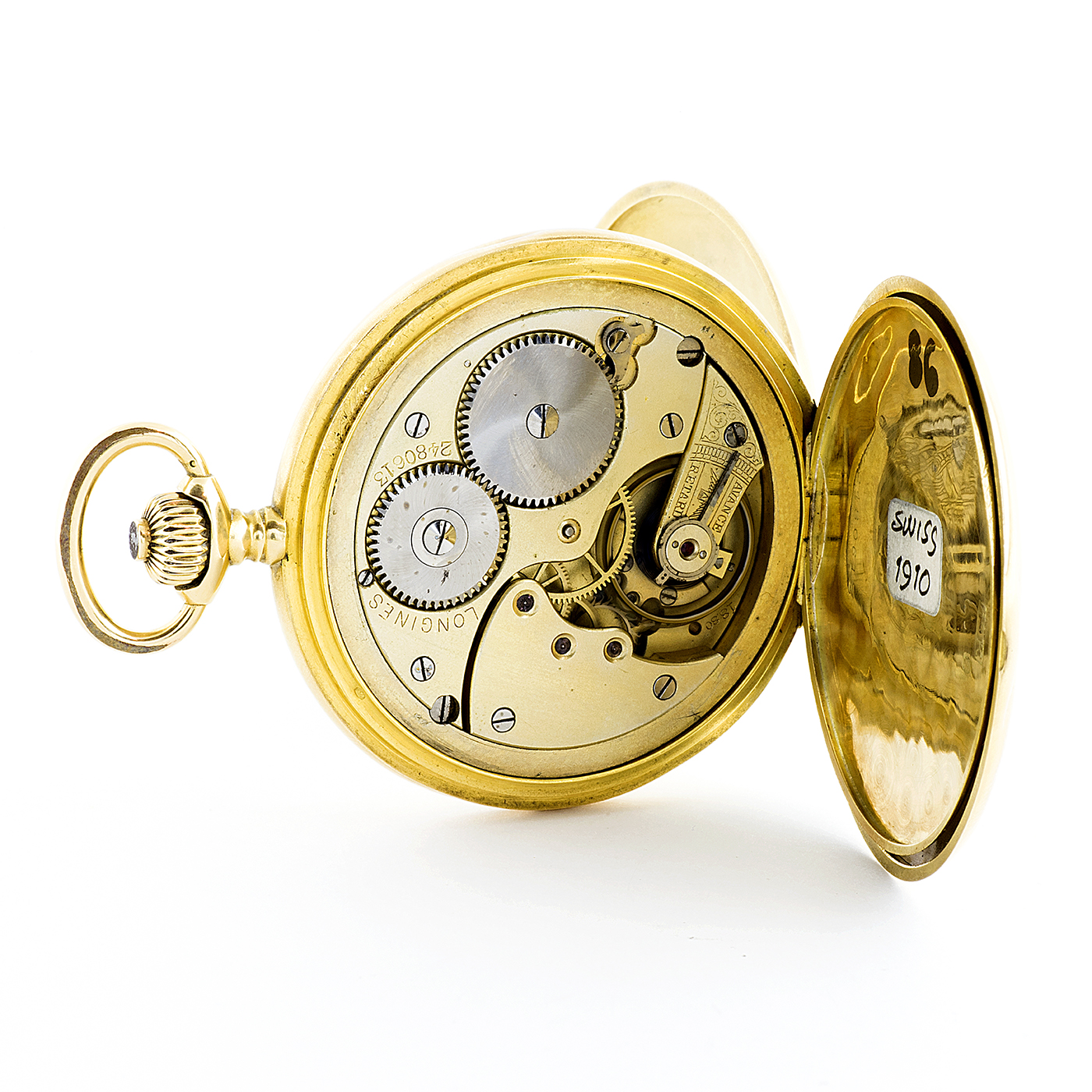 Imaginativo marca Validación Longines. Reloj de Bolsillo para caballero, saboneta y remontoir. Año 1910. Oro  18k. Subastas Fígaro