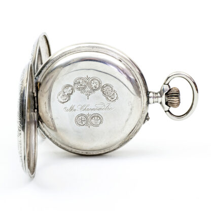 Reloj suizo de Bolsillo, saboneta y remontoir. Plata. Suiza, ca. 1900.