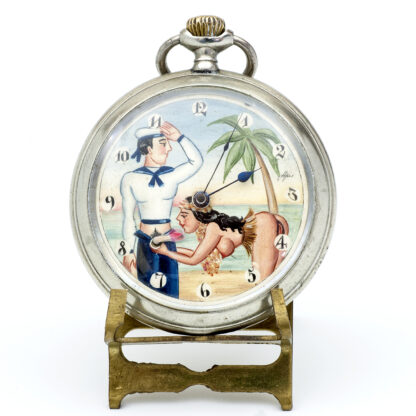 OMEGA. Reloj Erótico de Bolsillo. AUTOMATÓN. Lepine y Remontoir. Suiza, 1923.