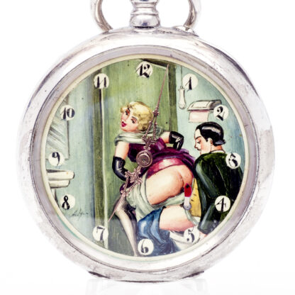 AUSTRIA. Reloj erótico de bolsillo. AUTOMATÓN. Lepine y Remontoir. Plata. Suiza, ca. 1910