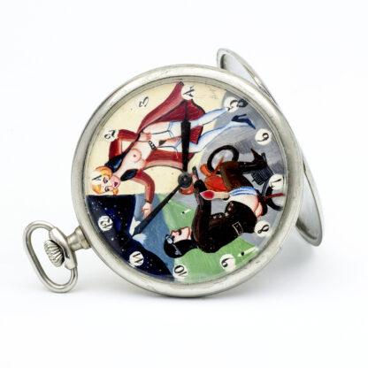 CYMA. Reloj Erótico de Bolsillo. AUTOMATÓN. Lepine y Remontoir. Suiza, ca. 1945.