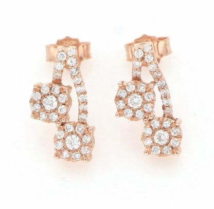 Pendientes en Oro Rosa de 18k con 58 Diamantes talla Brillante de 0,72 ct. (F/G-VS/SI). 3 gr.