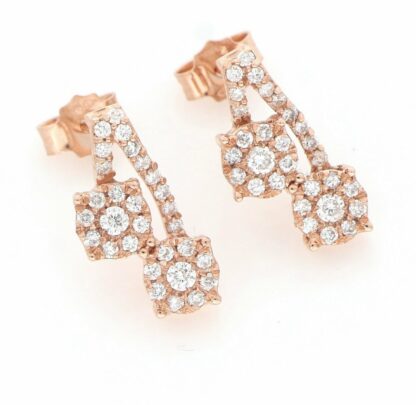 Pendientes en Oro Rosa de 18k con 58 Diamantes talla Brillante de 0,72 ct. (F/G-VS/SI). 3 gr.