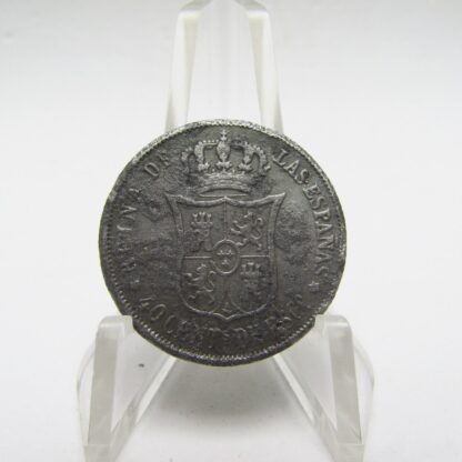 Moneda de 40 Céntimos de Escudo. Plata. Isabel II. Madrid. Año 1868