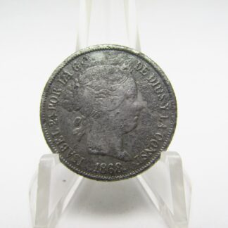 Moneda de 40 Céntimos de Escudo. Plata. Isabel II. Madrid. Año 1868