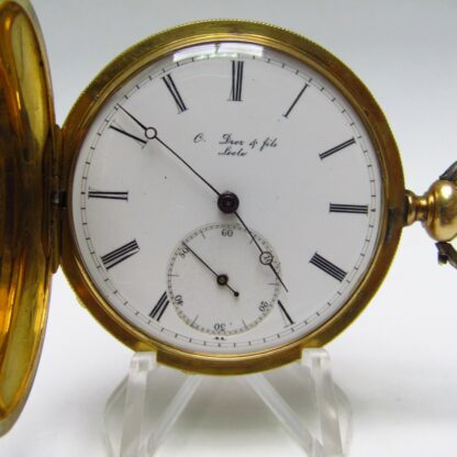 C. DROZ and FIELDS. Reloj de bolsillo de caballero. Siglo XIX. Oro 18k.