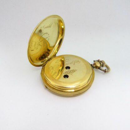 C. DROZ and FIELDS. Reloj de bolsillo de caballero. Siglo XIX. Oro 18k.